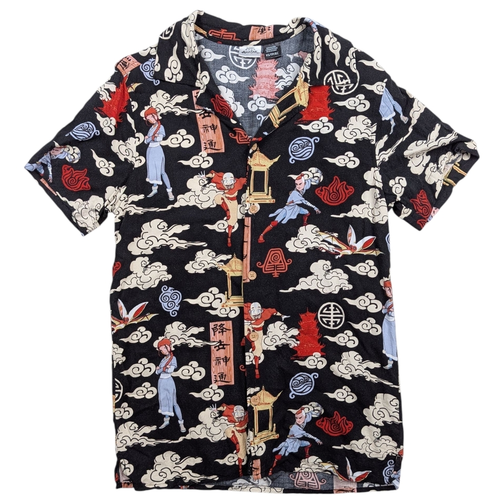 Avatar The Last Airbender Shirt Size XS Black All Over Print Woven Button Down